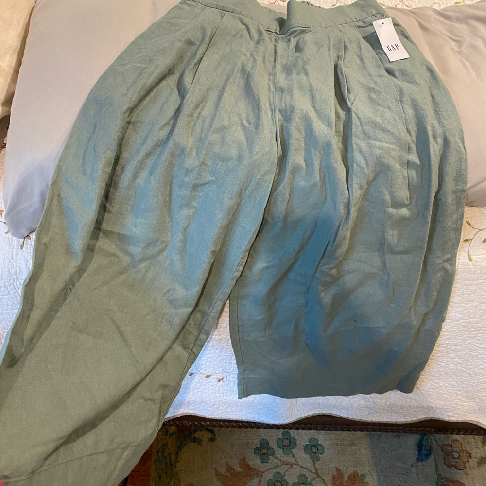Gap - sage colored wide leg linen pants